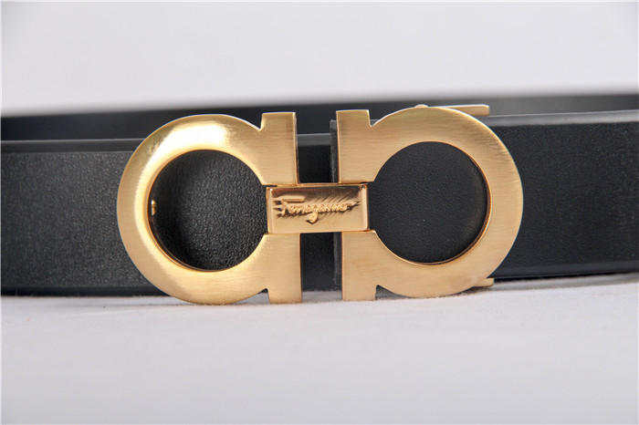 Ferragamo Black Leather Gold Buckle - DesignerGu