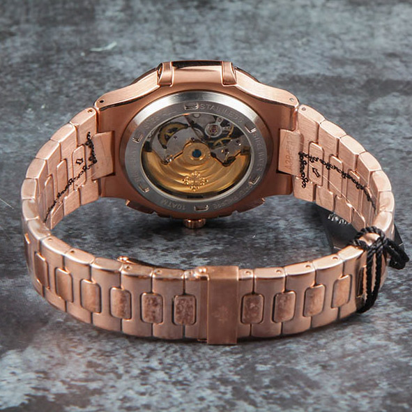 Patek Philipps Sa Rose Gold Watch with Black Dial - DesignerGu