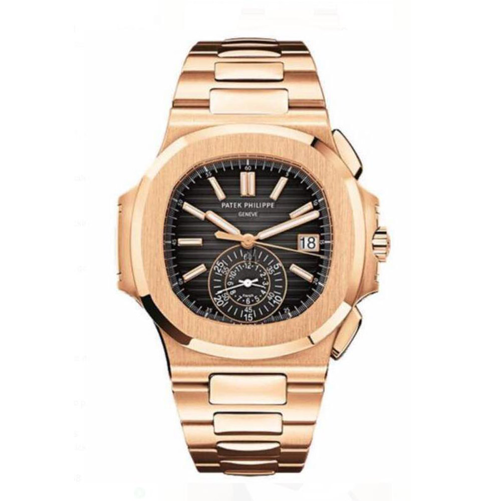 Patek Philipps Sa Rose Gold Watch with Black Dial - DesignerGu