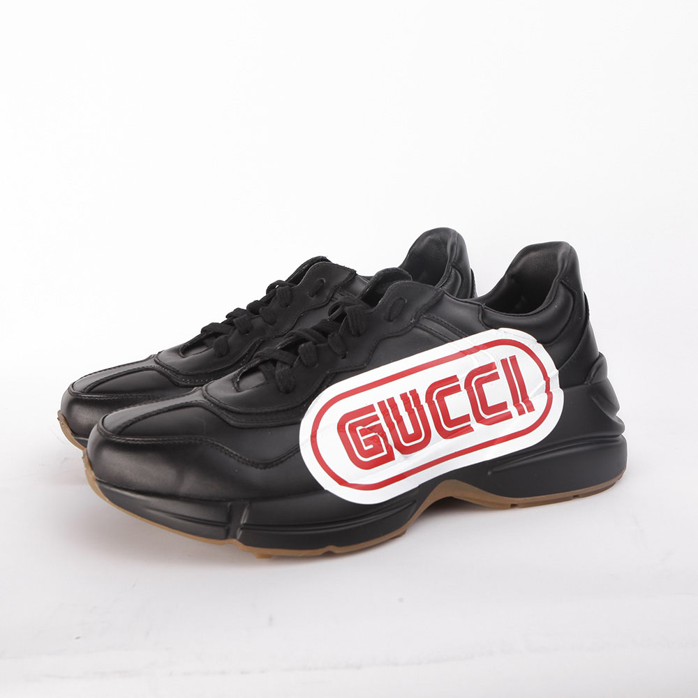 Gucci Rhyton Print Leather Sneaker(Black) - DesignerGu