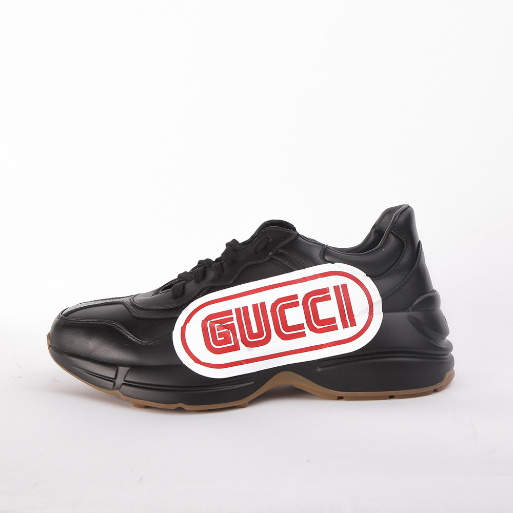 Gucci Rhyton Print Leather Sneaker(Black) - DesignerGu