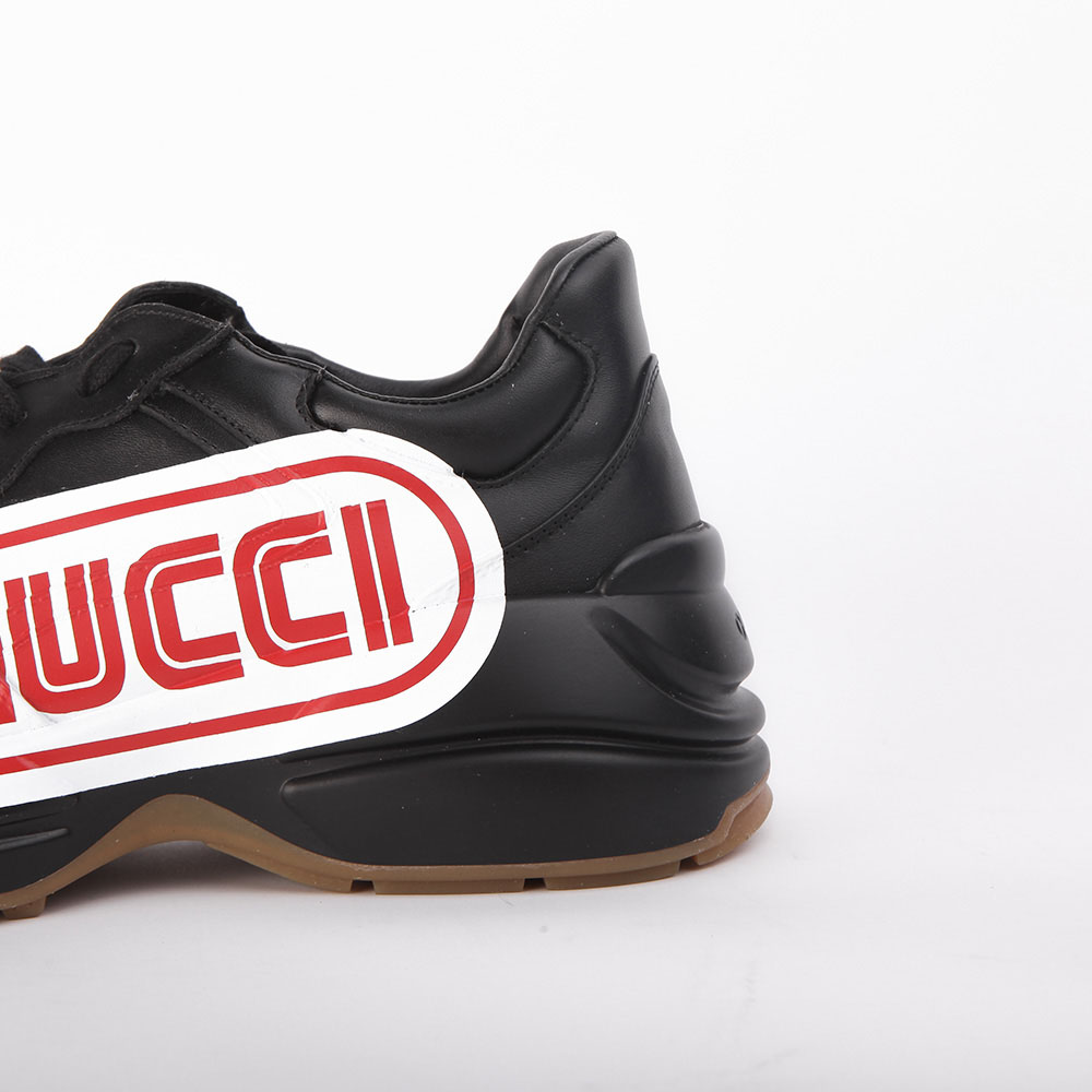 Gucci Rhyton Print Leather Sneaker(Black) - DesignerGu