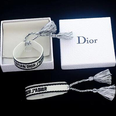 Christian Dior Logo Printed Bracelet In Black/White - DesignerGu