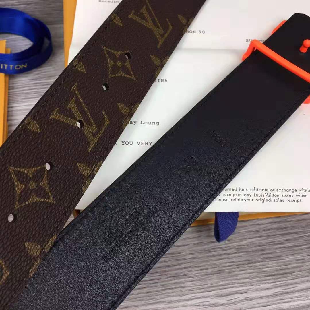 Louis Vuitton Shape Monogram Belt With Orange Buckle - DesignerGu