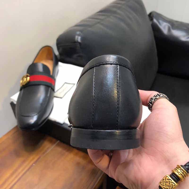 Gucci Leather Loafer With GG Web - DesignerGu