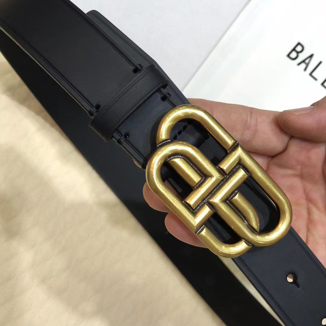 Balenciaga Black Bb Belt With Golden Buckle - DesignerGu