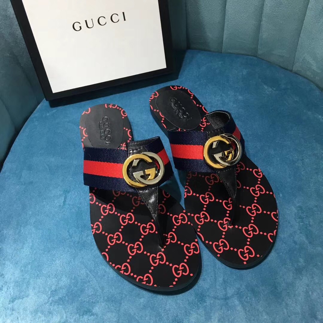 Gucci Women's GG Web Thong Sandals - DesignerGu