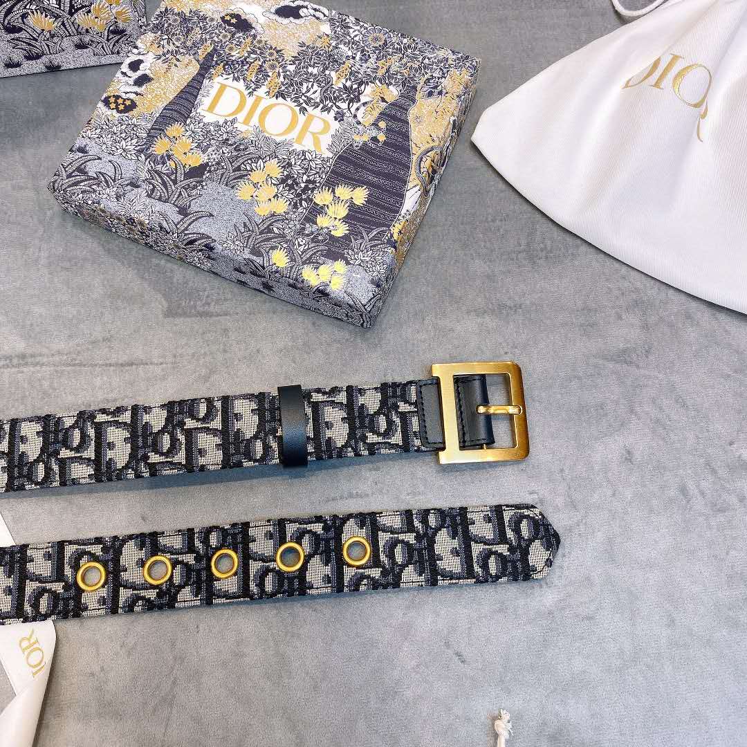 Dior Blue Oblique Jacquard Belt - DesignerGu