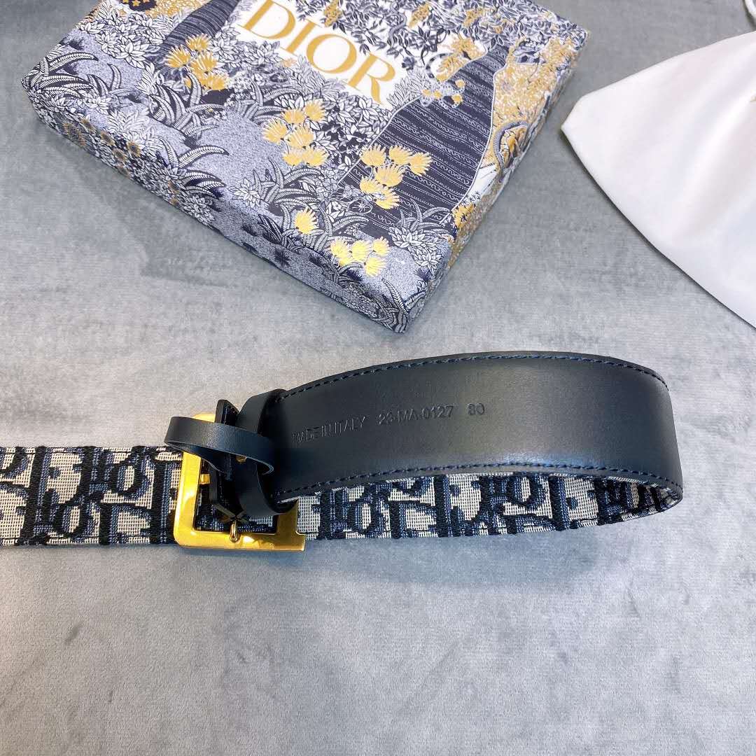 Dior Blue Oblique Jacquard Belt - DesignerGu