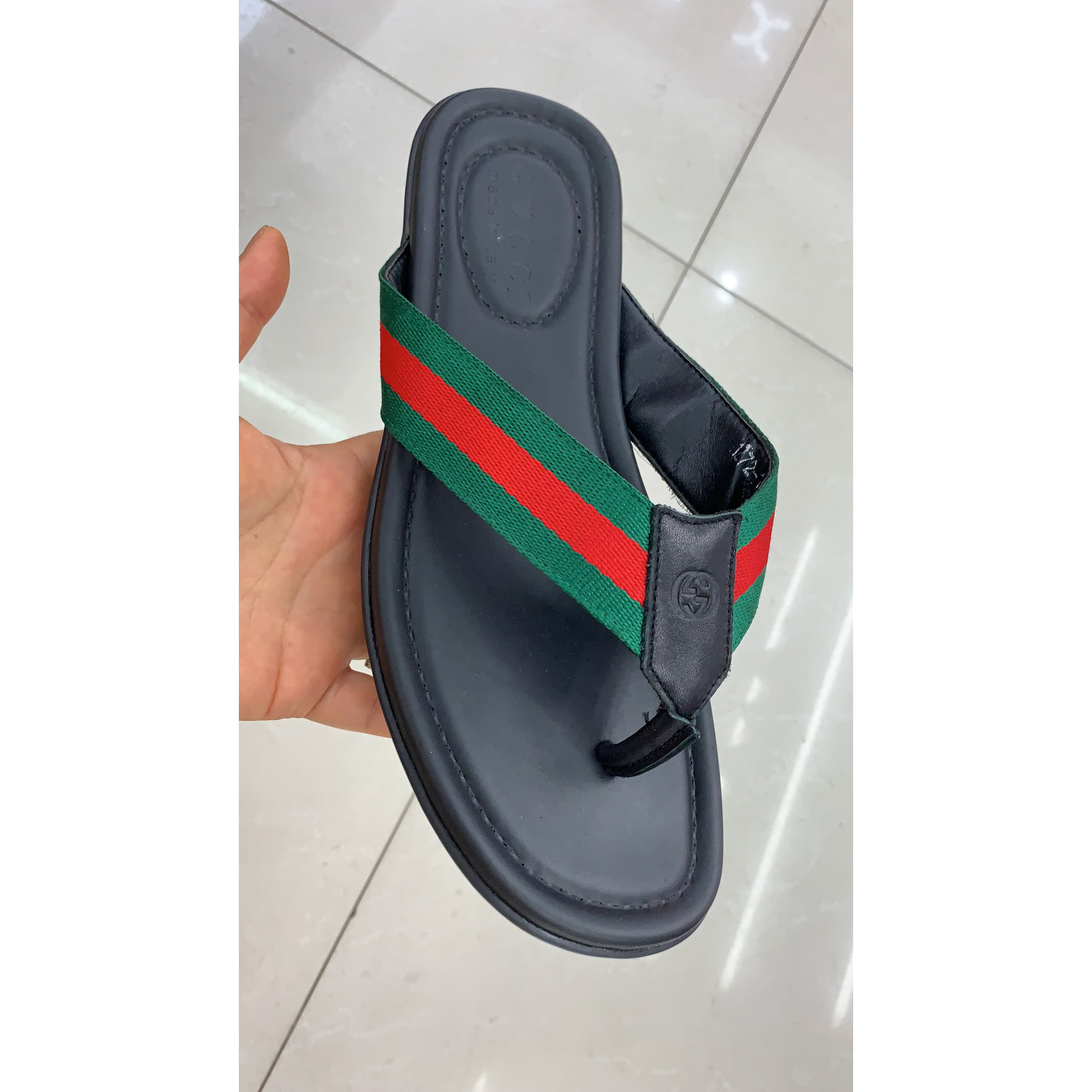 Gucci Web Flip Flops - DesignerGu