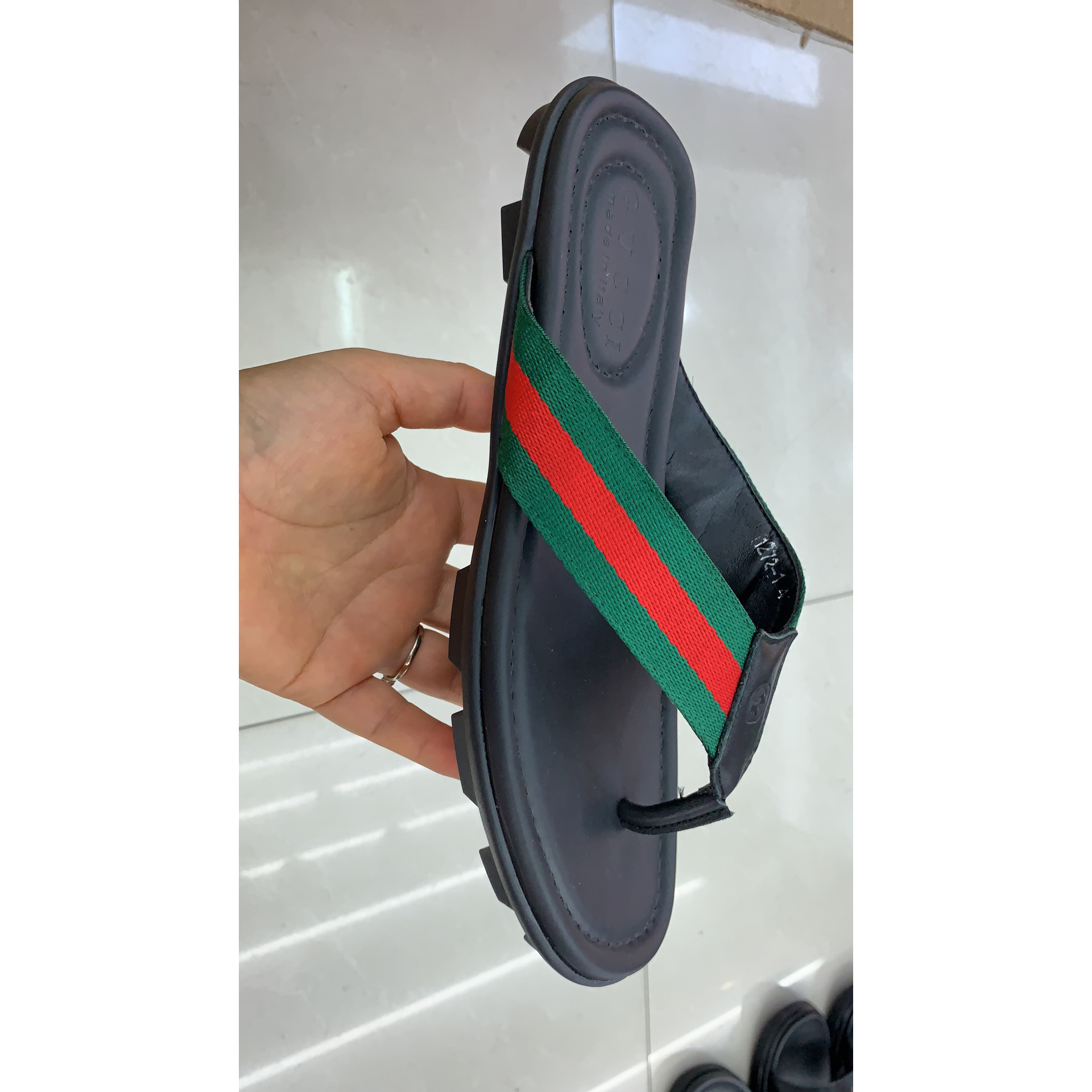 Gucci Web Flip Flops - DesignerGu