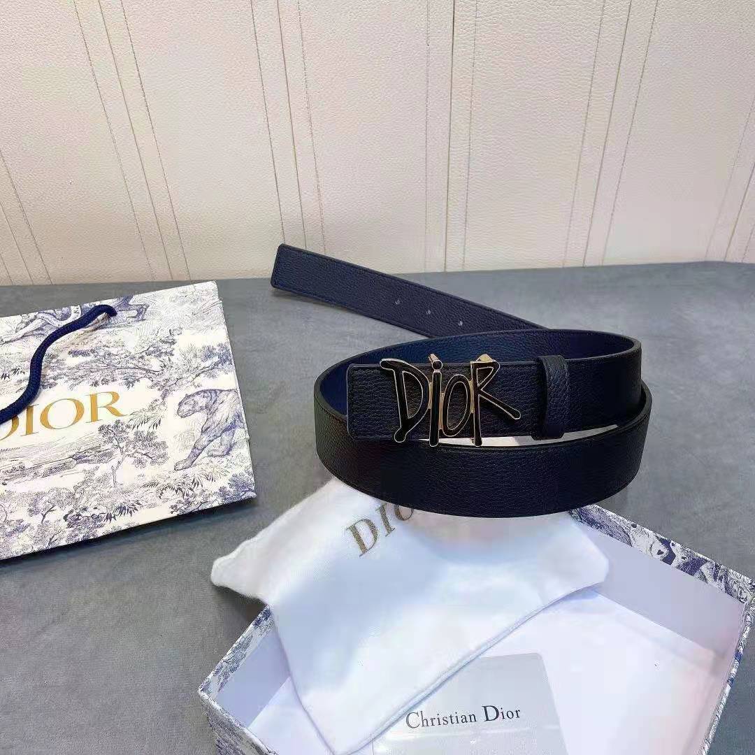 Dior Leather Belt With 'DIOR' Buckle - DesignerGu