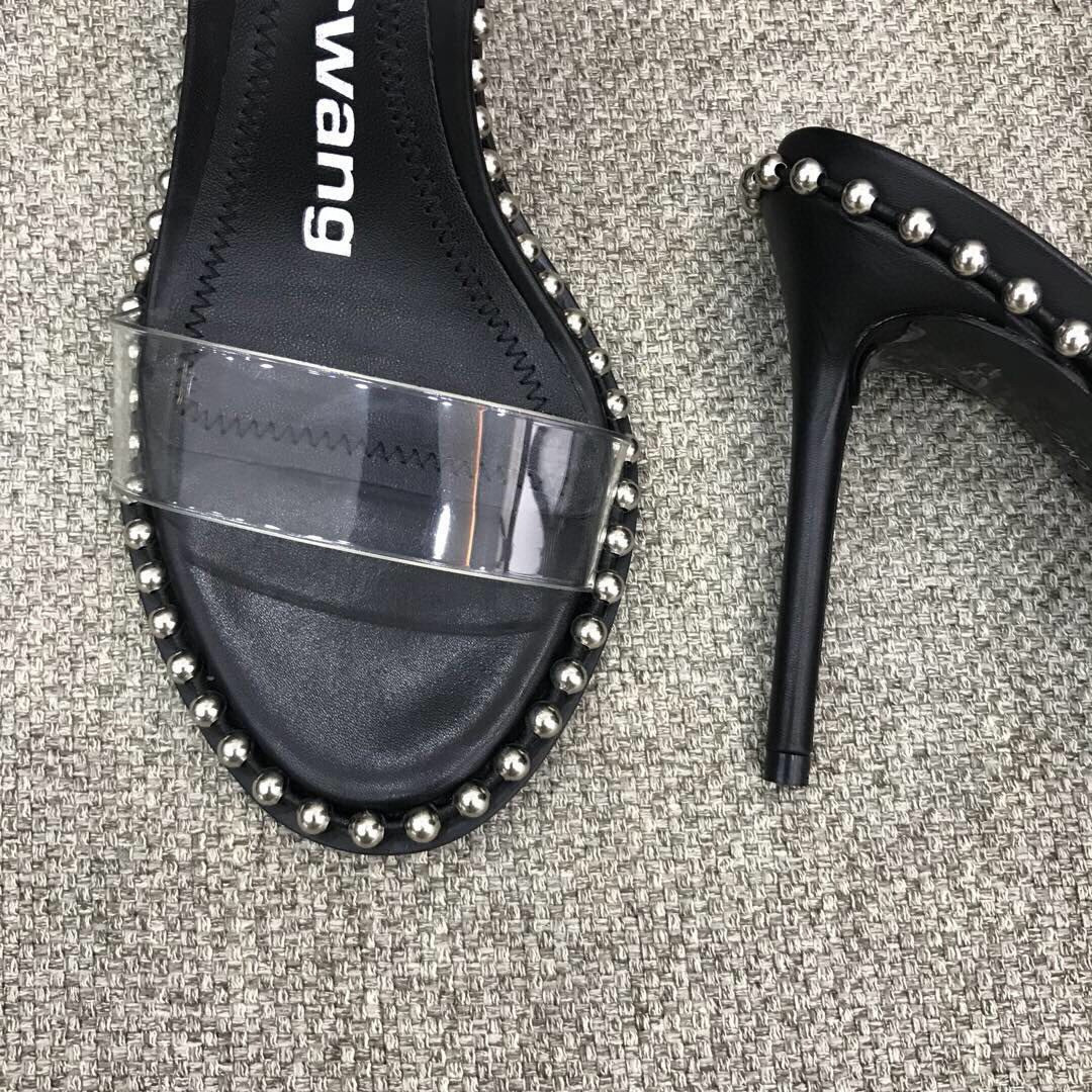 Alexander Wang Nova Satin Crystal Sandal In Black - DesignerGu