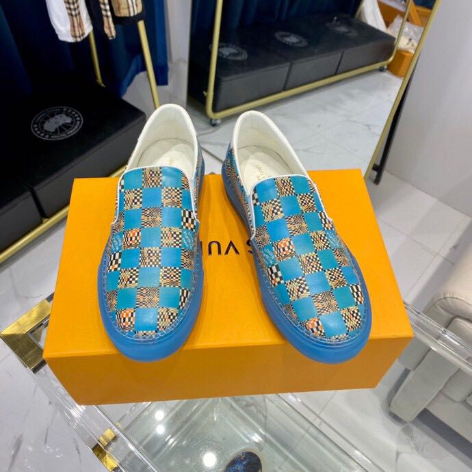 Louis Vuitton  Blue Damier Loafers - DesignerGu