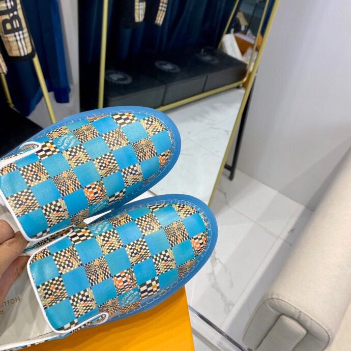 Louis Vuitton  Blue Damier Loafers - DesignerGu