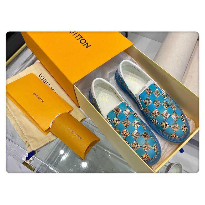 Louis Vuitton  Blue Damier Loafers - DesignerGu