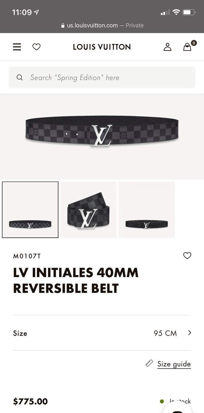 Louis Vuitton Damier Belt in Black - DesignerGu