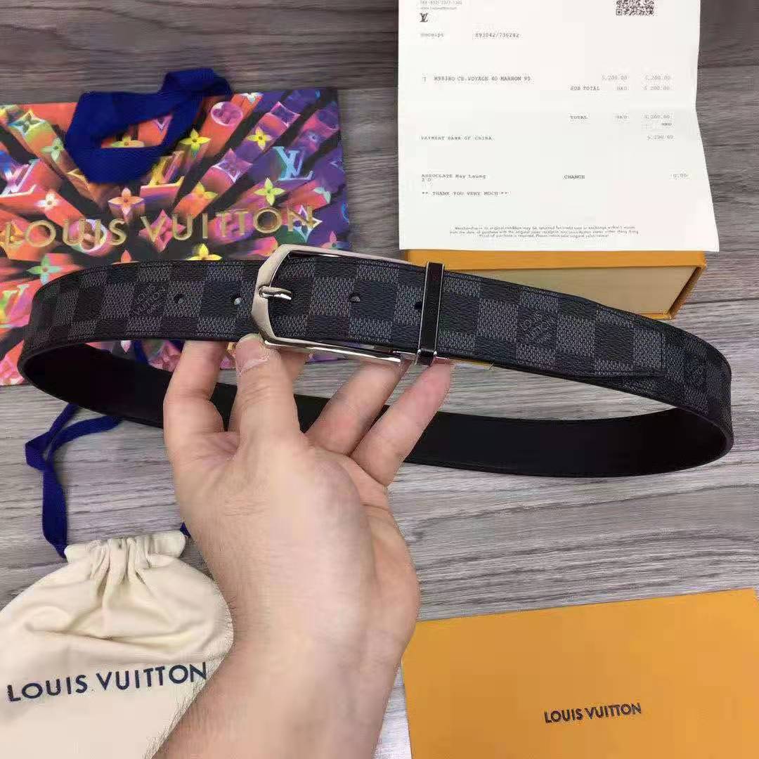 Louis Vuitton Monogram Belt With Silver Buckle - DesignerGu