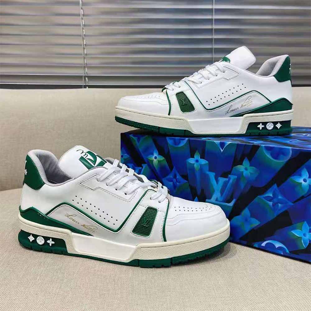 Louis Vuitton Trainer Sneaker Green - DesignerGu