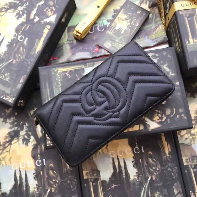 Gucci Black Leather Wallet With Interlocking G - DesignerGu