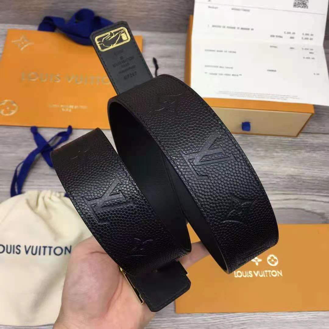 Louis Vuitton LV x NBA LV Initiales Reversible Belt 40 MM Monogram Black in Leather with Gold-tone - DesignerGu