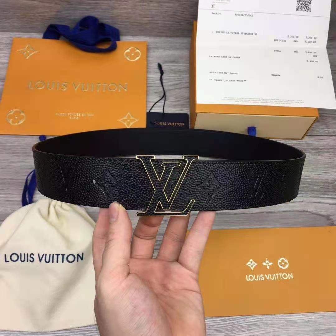 Louis Vuitton LV x NBA LV Initiales Reversible Belt 40 MM Monogram Black in Leather with Gold-tone - DesignerGu