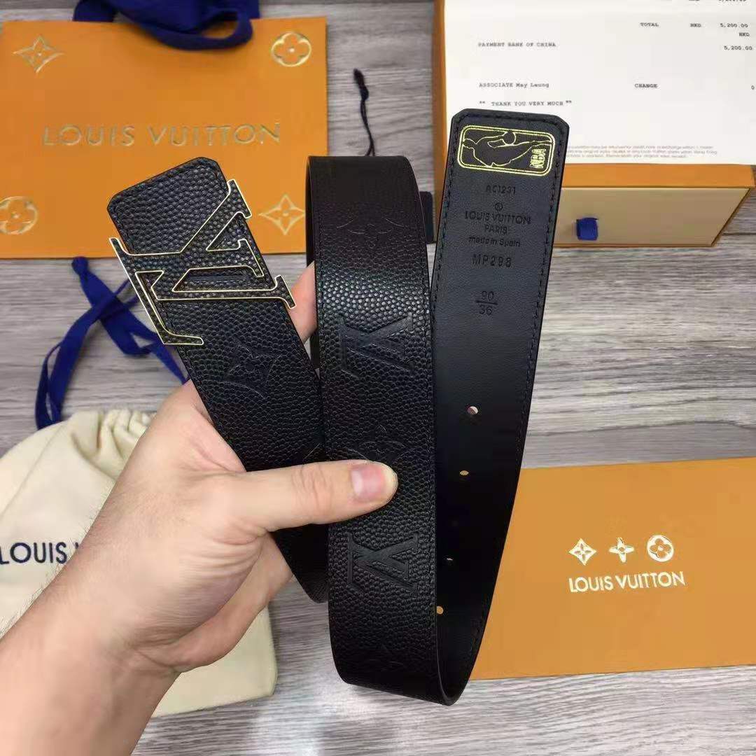 Louis Vuitton LV x NBA LV Initiales Reversible Belt 40 MM Monogram Black in Leather with Gold-tone - DesignerGu