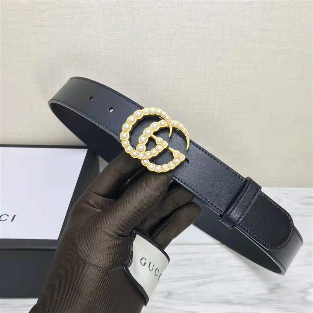 Gucci GG Pearl Black Belt  - DesignerGu