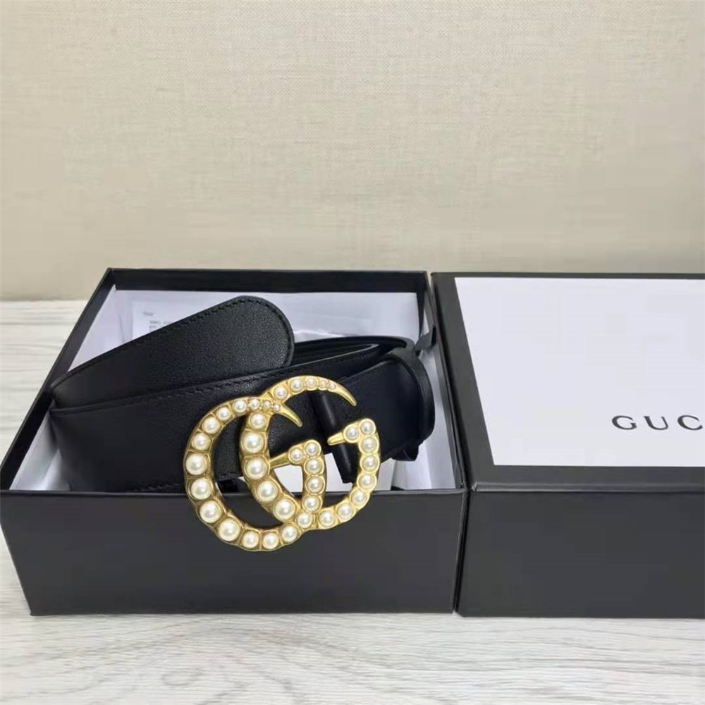 Gucci GG Pearl Black Belt  - DesignerGu