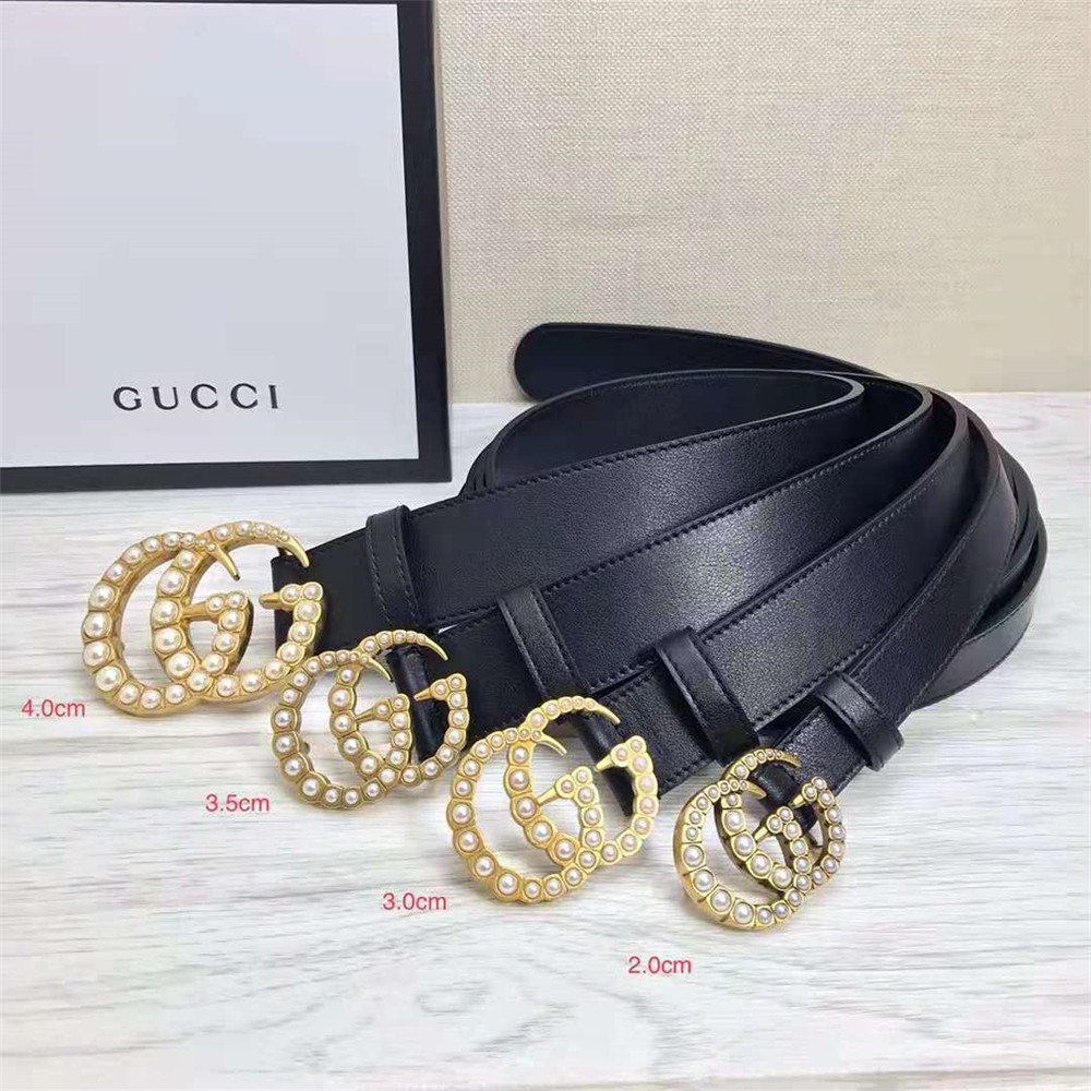 Gucci GG Pearl Black Belt  - DesignerGu