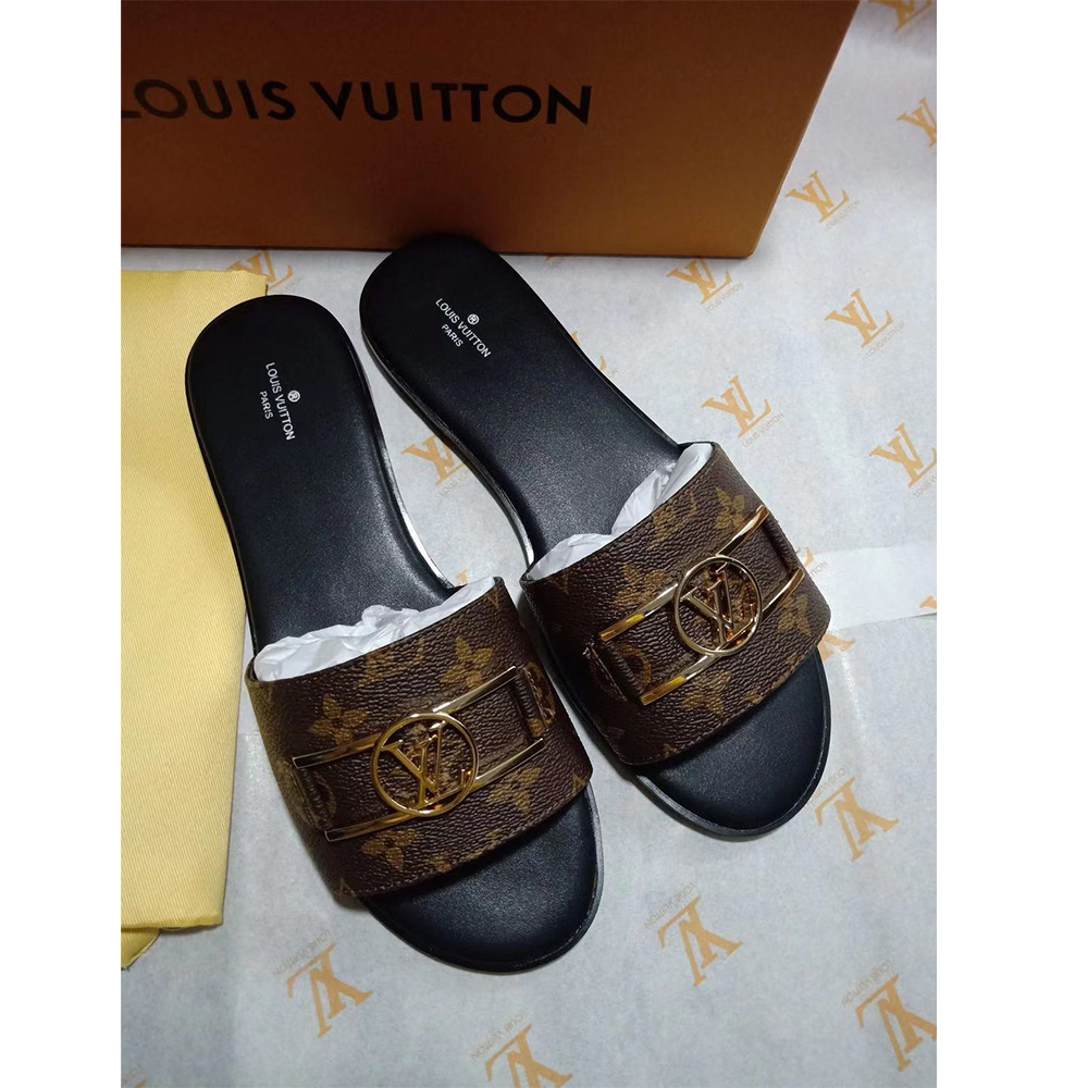 Louis Vuitton Lock It Flat Mule Slides - DesignerGu