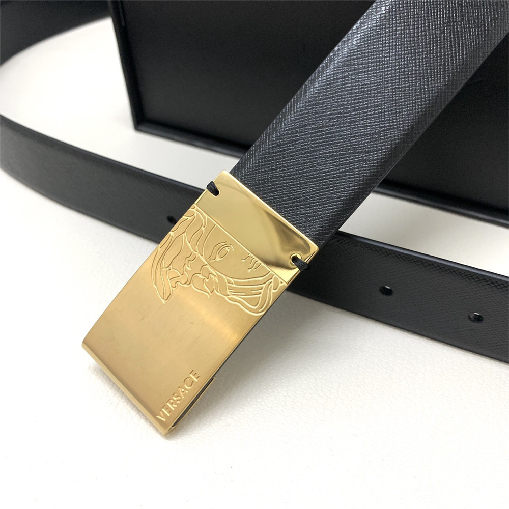 Versace 35MM Black Leather Belt (Men) - DesignerGu