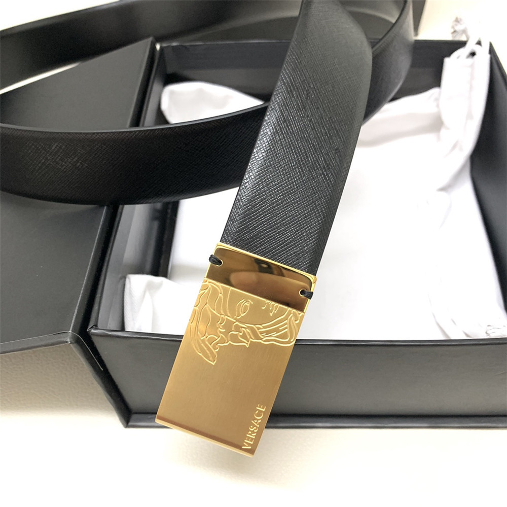 Versace 35MM Black Leather Belt (Men) - DesignerGu