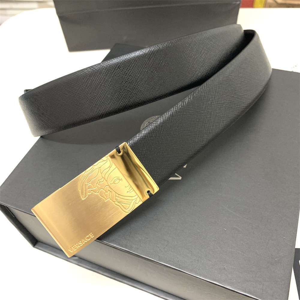 Versace 35MM Black Leather Belt (Men) - DesignerGu