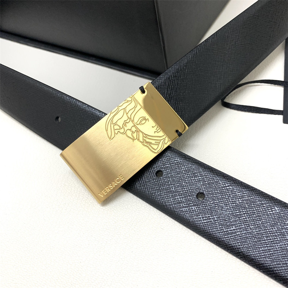 Versace 35MM Black Leather Belt (Men) - DesignerGu