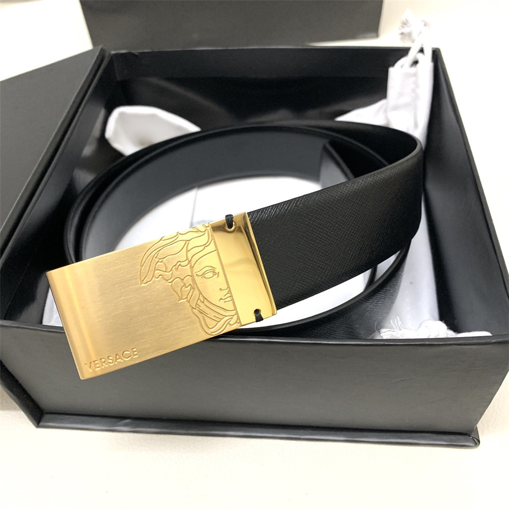 Versace 35MM Black Leather Belt (Men) - DesignerGu