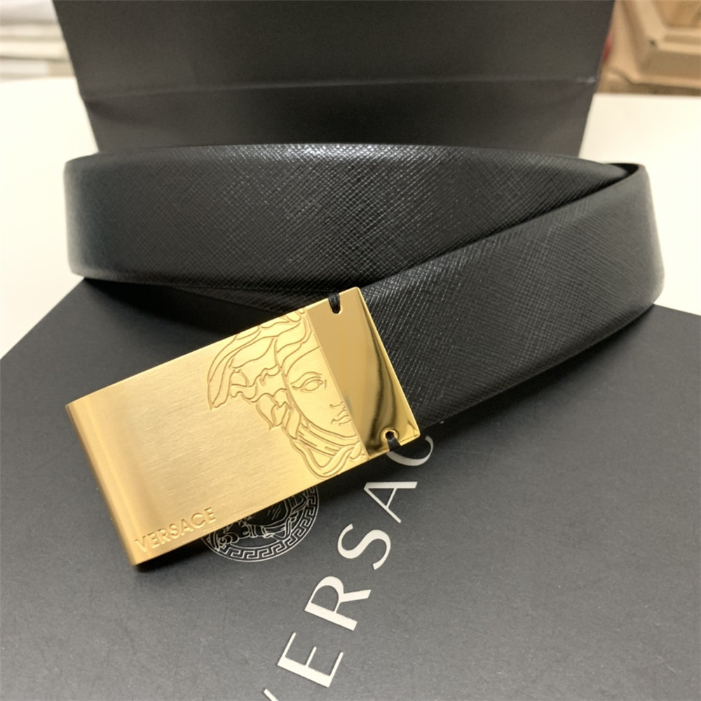 Versace 35MM Black Leather Belt (Men) - DesignerGu