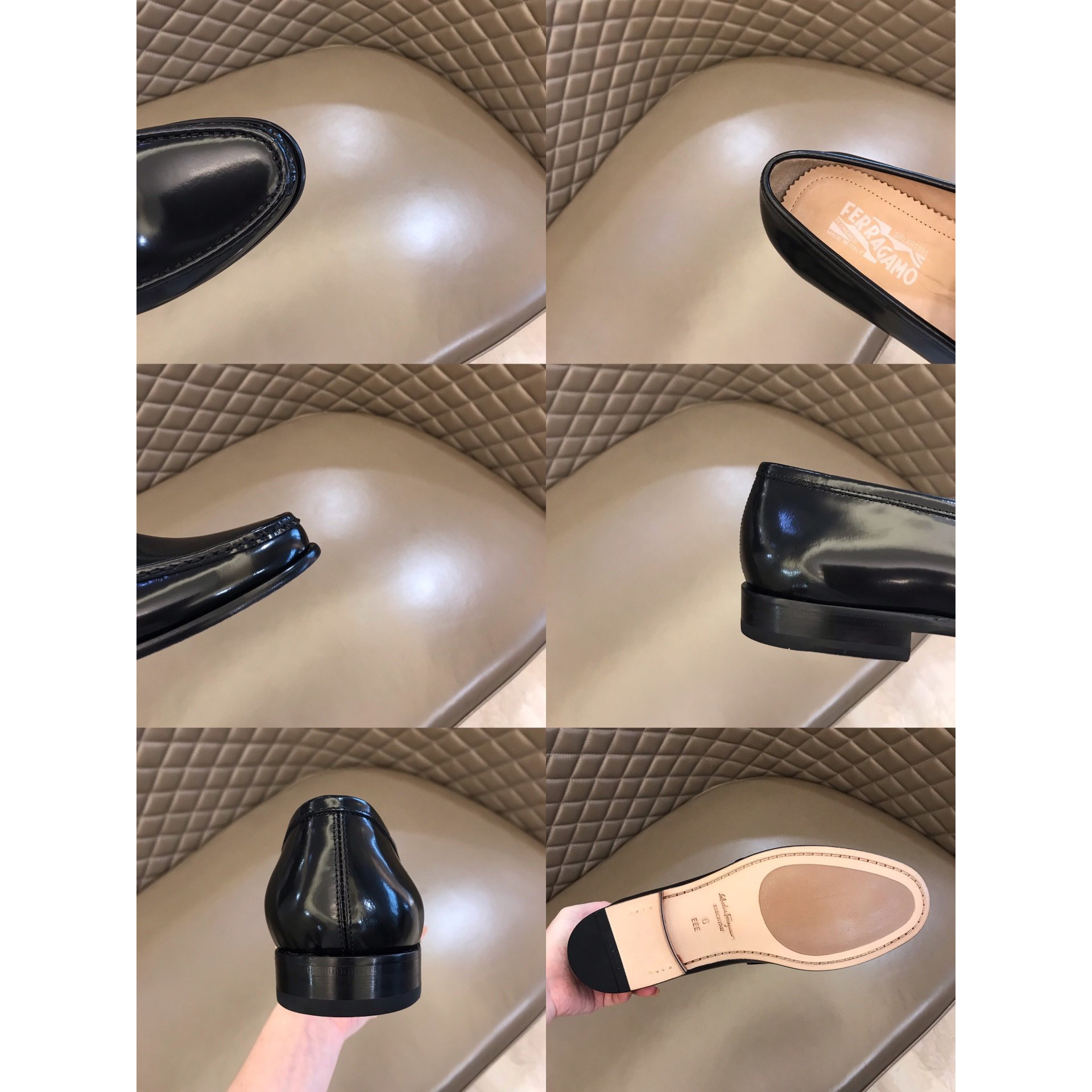 Ferragamo Black Leather Shinny shoes - DesignerGu