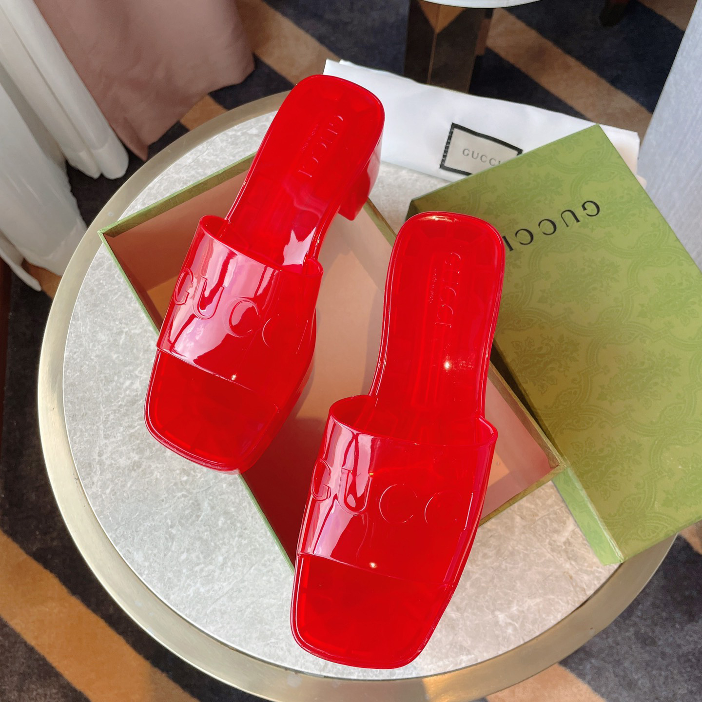 Gucci Plastique Logo-Embossed Rubber Mules - DesignerGu