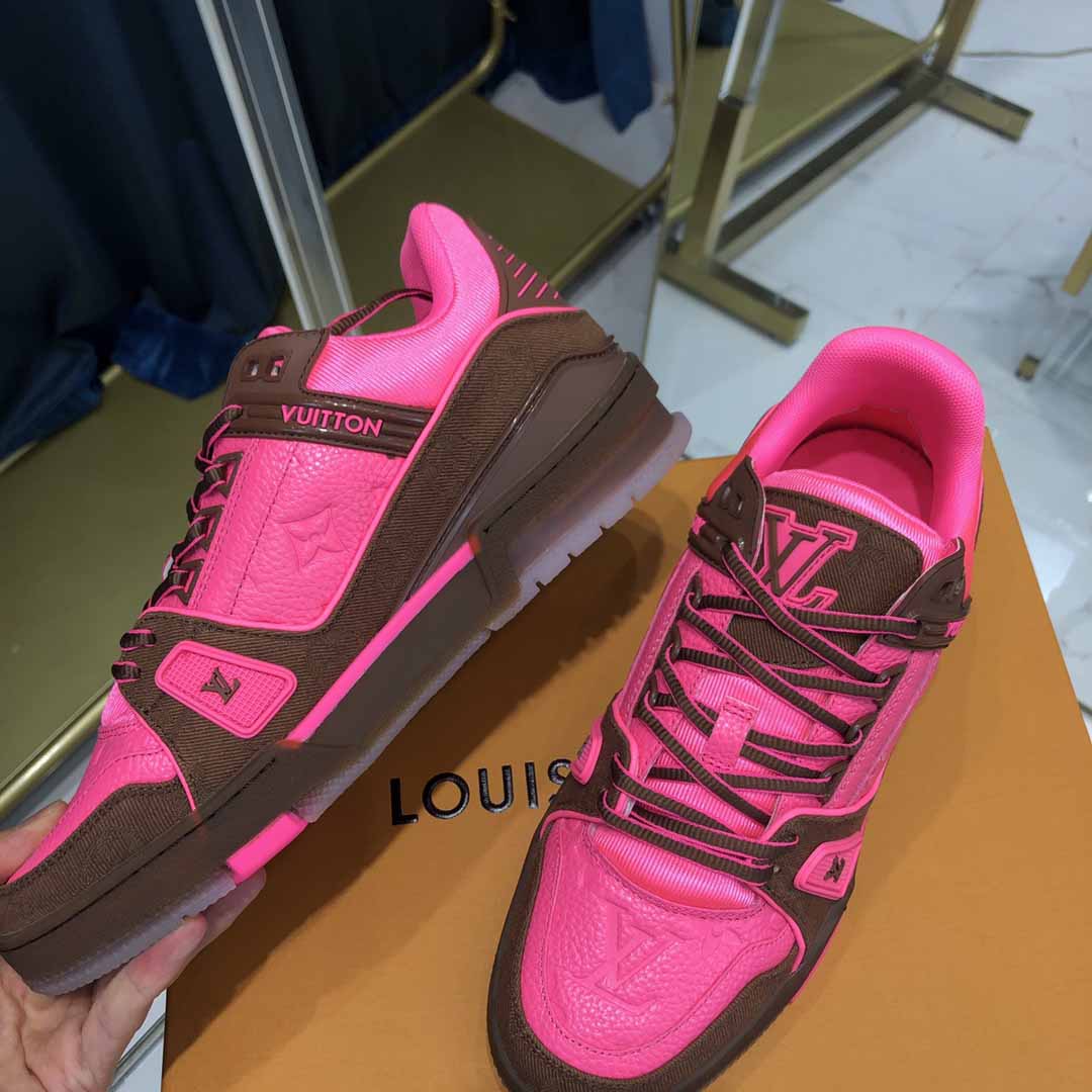 Louis Vuitton Trainer Sneaker Pink - DesignerGu