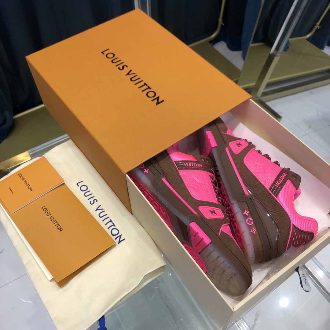 Louis Vuitton Trainer Sneaker Pink - DesignerGu