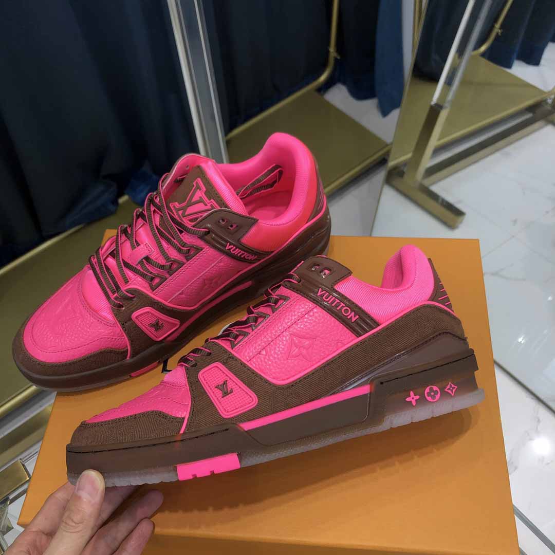 Louis Vuitton Trainer Sneaker Pink - DesignerGu