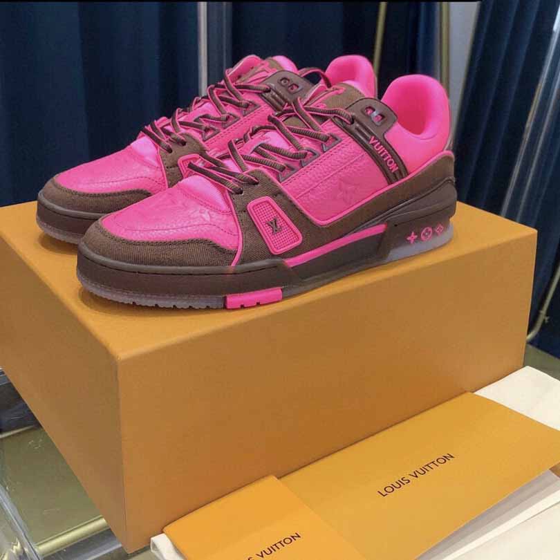 Louis Vuitton Trainer Sneaker Pink - DesignerGu