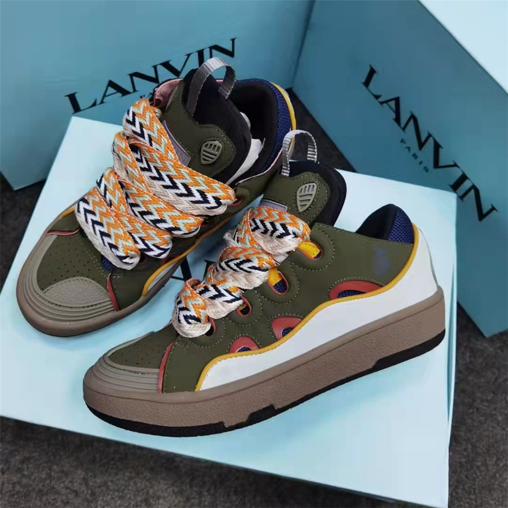 Lanvin Curb Sneaker In Olive Green - DesignerGu