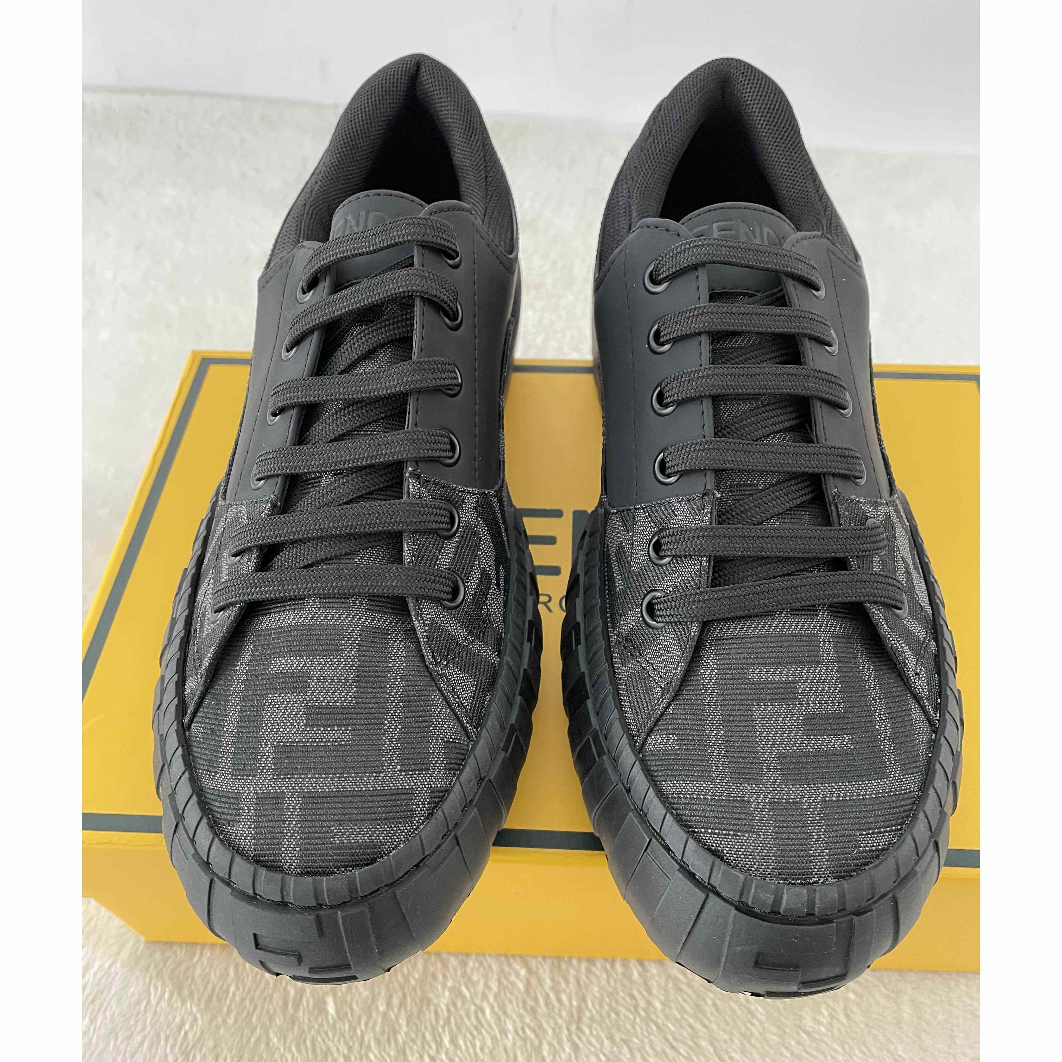 Fendi FF Black Fabric Low-tops Sneaker - DesignerGu