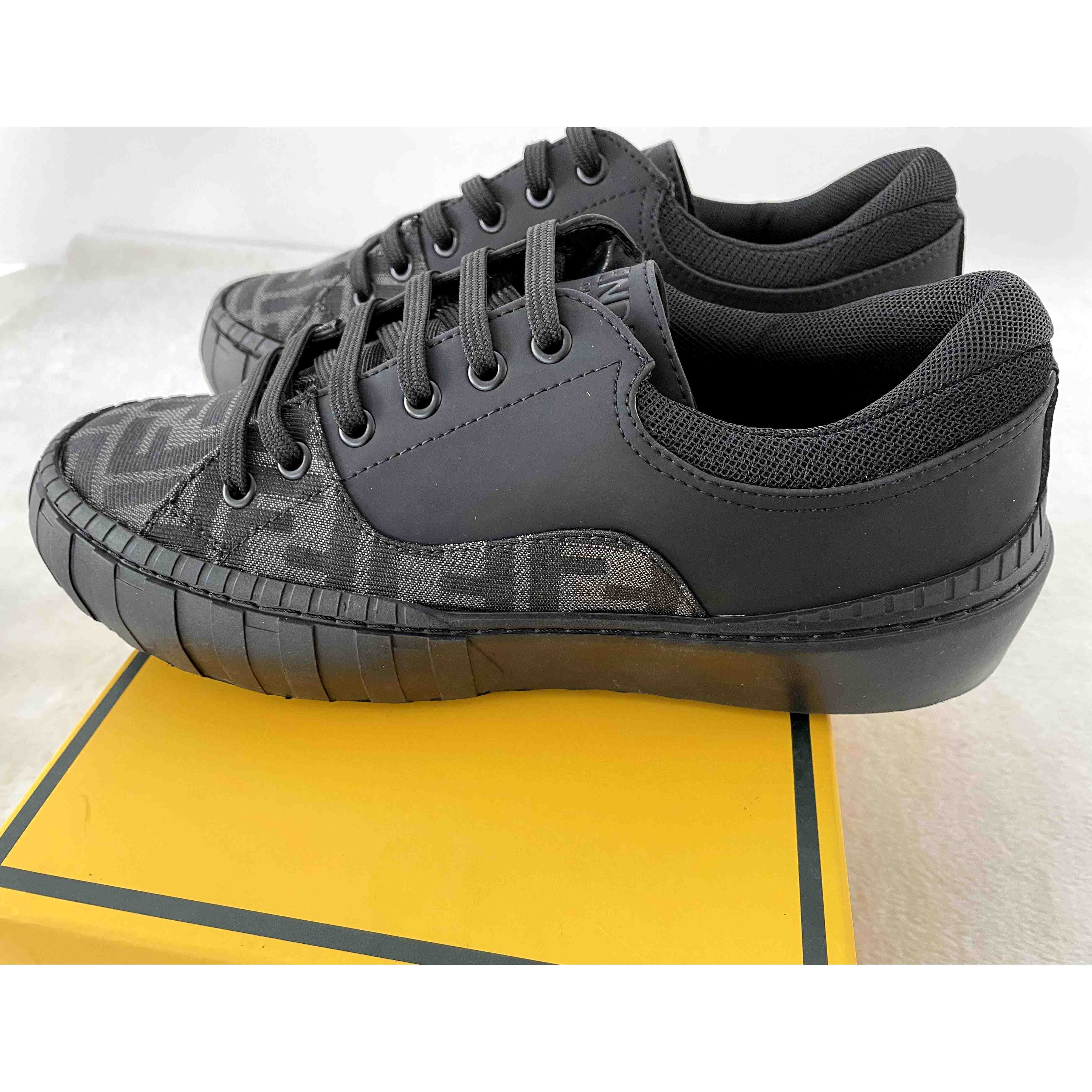 Fendi FF Black Fabric Low-tops Sneaker - DesignerGu