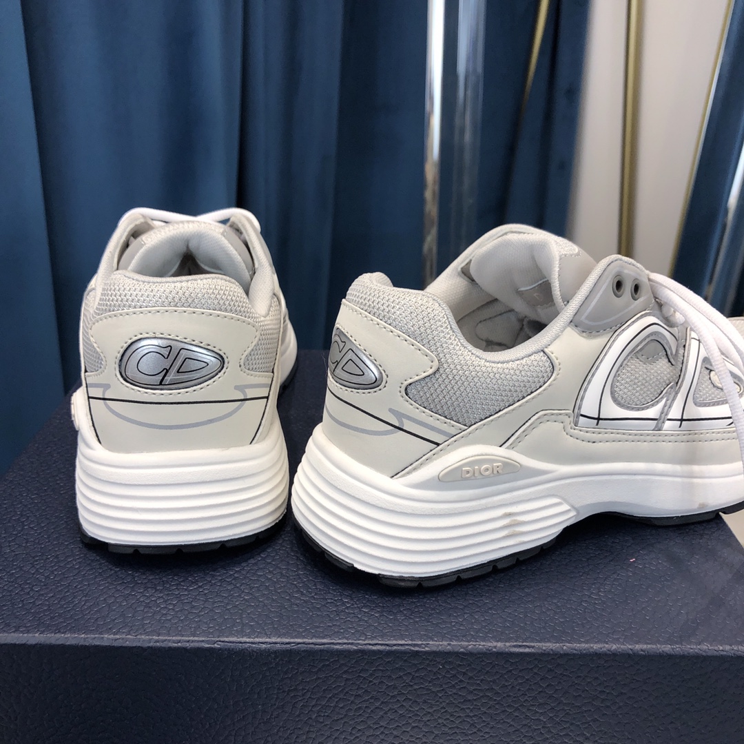 Dior B30 Sneaker Gray Mesh And White Technical Fabric - DesignerGu