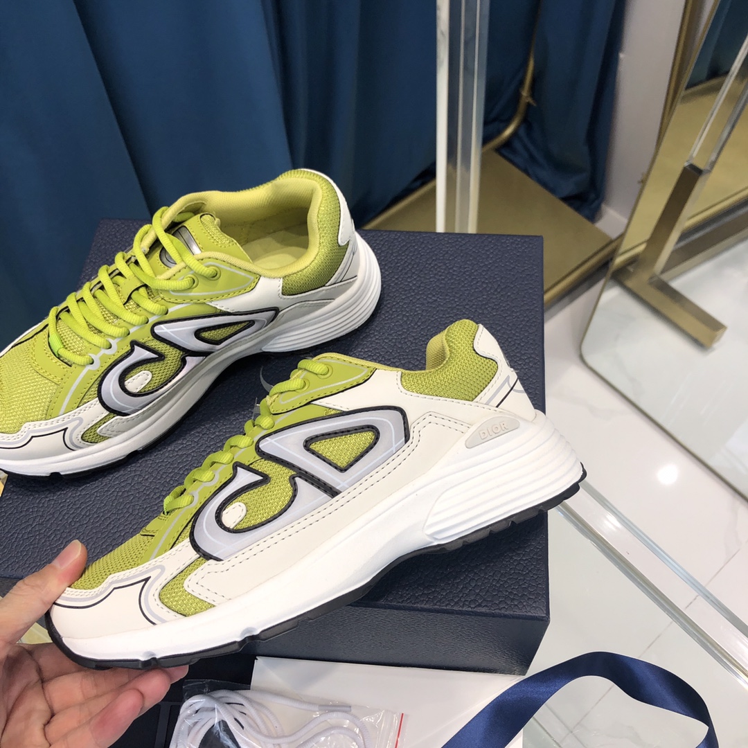 Dior B30 Sneaker Yellow Mesh And White Technical Fabric - DesignerGu