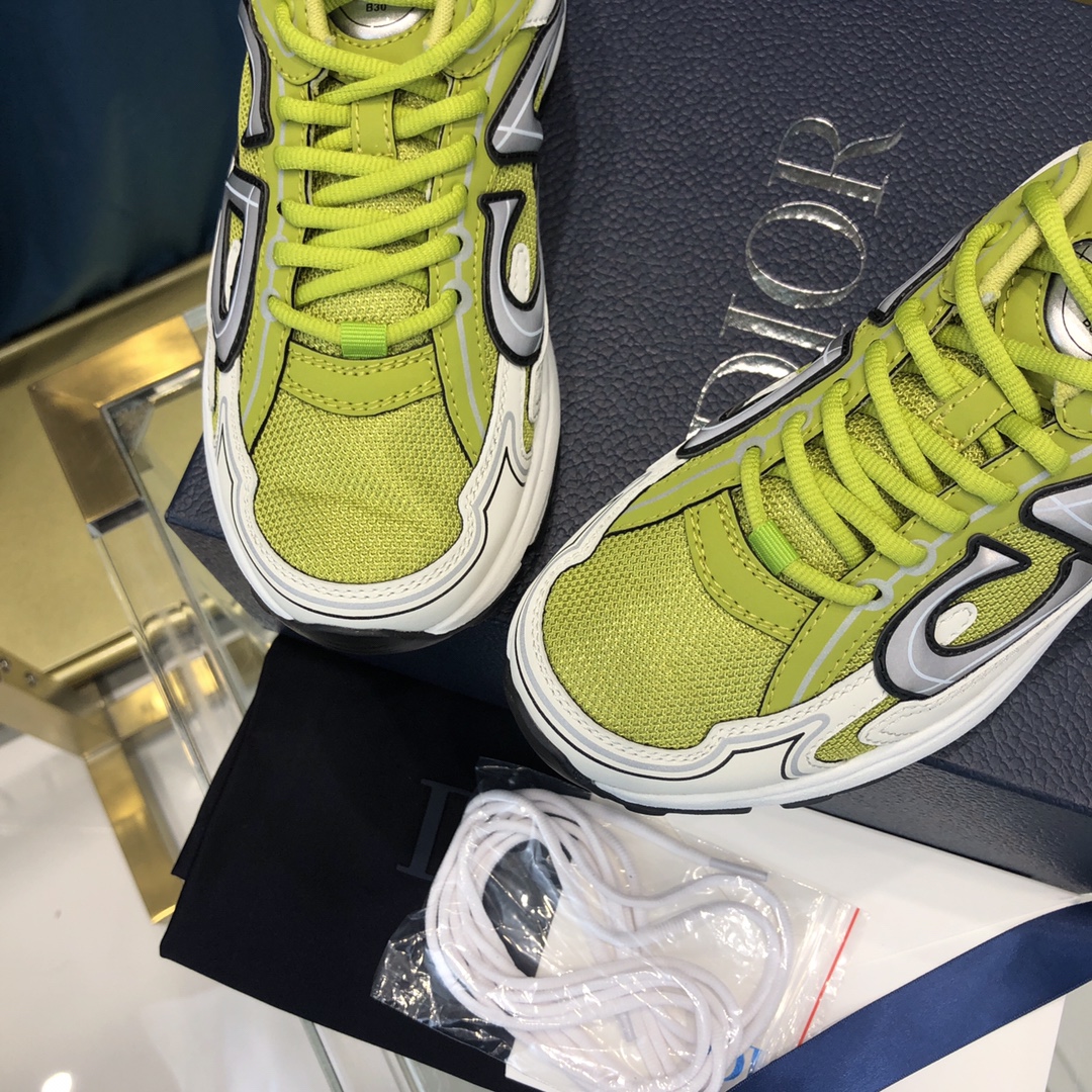 Dior B30 Sneaker Yellow Mesh And White Technical Fabric - DesignerGu