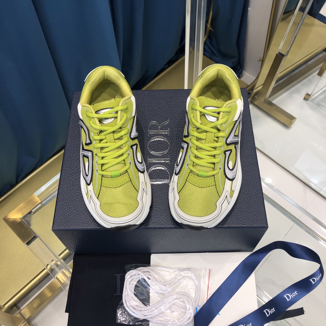 Dior B30 Sneaker Yellow Mesh And White Technical Fabric - DesignerGu